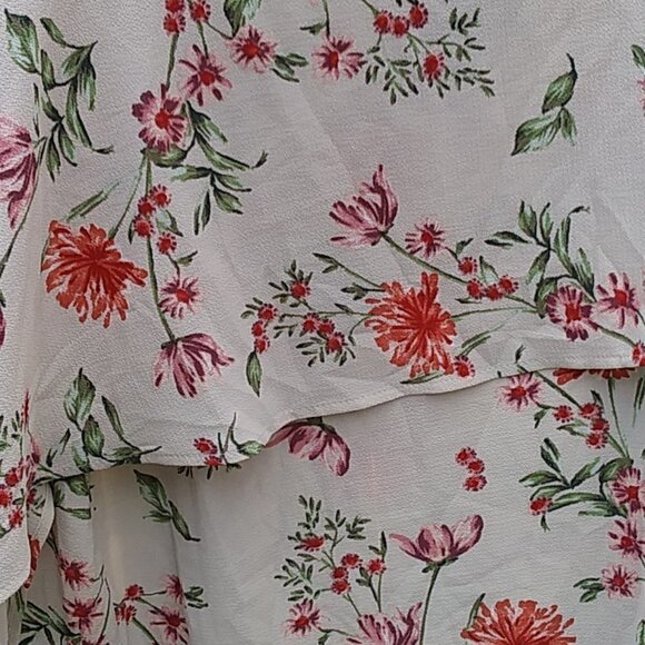 Ces Femme Blouse Cream Floral - No Size Tag - See Measurements - Picture 12 of 14